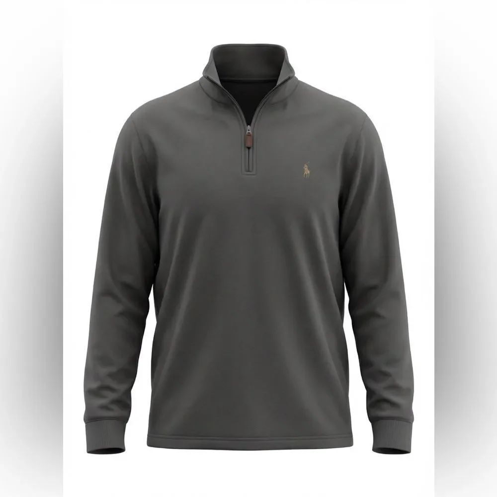 POLO RALPH LAUREN MENS PULLOVER GRAY 1/4 ZIP SIZE M